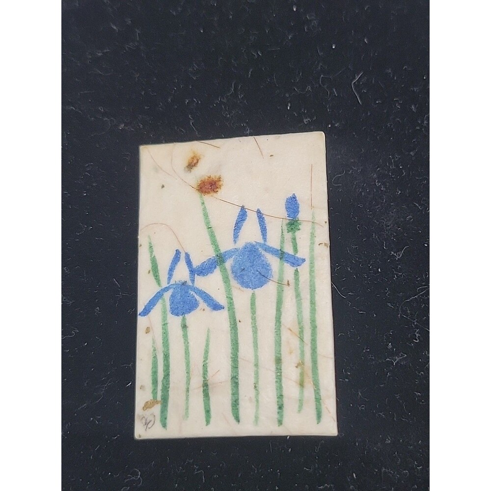 Blue Iris Vintage Brooch Signed Handmade? Flowers